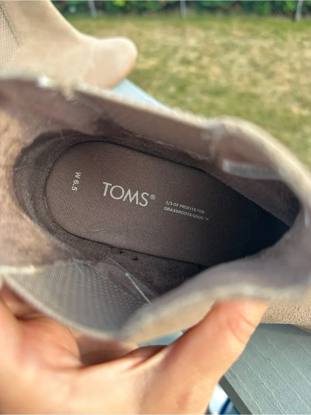 TOMS | Bailey Women's Wedge Ankle Boots Suede Warm Taupe | Size 6.5